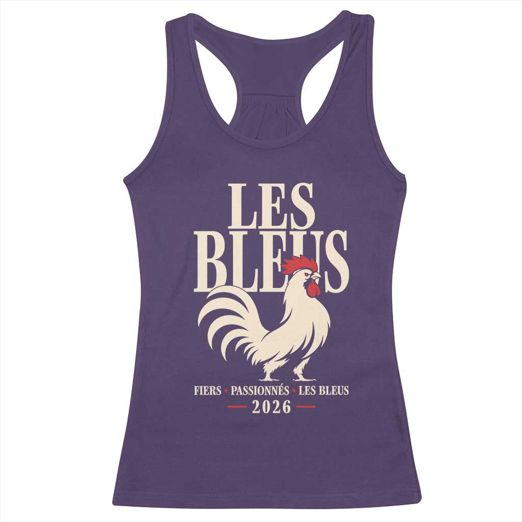 Les Bleus France Soccer Retro Rooster Graphic Racerback Tank Top Proud Passionate French Pride Vintage Football Fans Gear TS02 Purple Print Your Wear