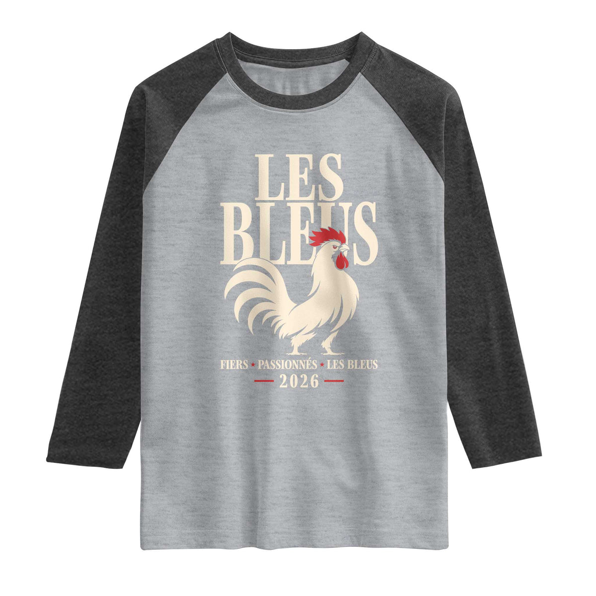 Les Bleus France Soccer Retro Rooster Graphic Raglan Shirt Proud Passionate French Pride Vintage Football Fans Gear TS02 Heather Gray Heather Charcoal Print Your Wear