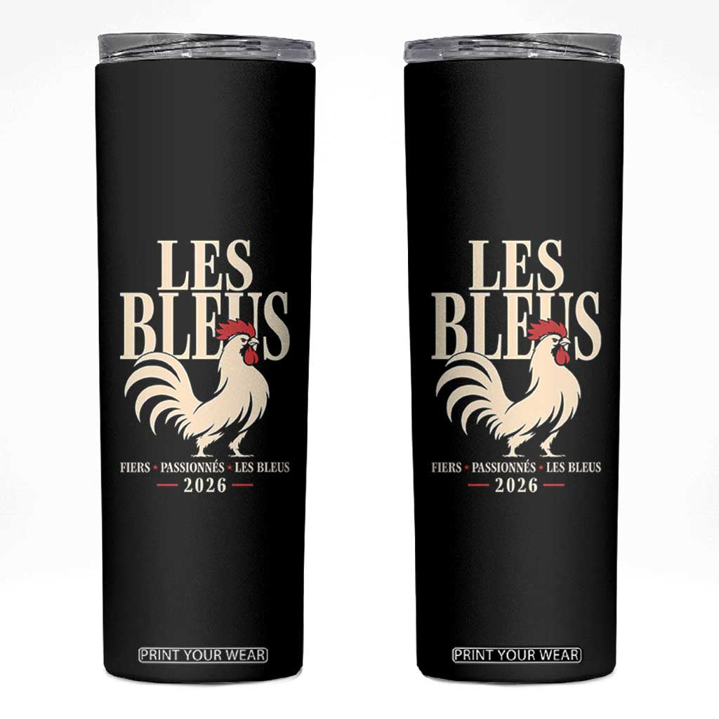 Les Bleus France Soccer Retro Rooster Graphic Skinny Tumbler Proud Passionate French Pride Vintage Football Fans Gear TS02 Black Print Your Wear