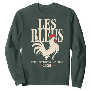 Les Bleus France Soccer Retro Rooster Graphic Sweatshirt Proud Passionate French Pride Vintage Football Fans Gear TS02 Dark Forest Green Print Your Wear