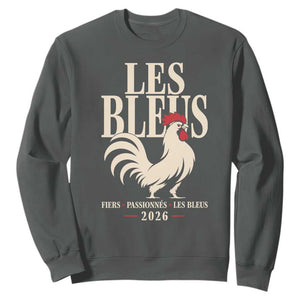 Les Bleus France Soccer Retro Rooster Graphic Sweatshirt Proud Passionate French Pride Vintage Football Fans Gear TS02 Dark Heather Print Your Wear