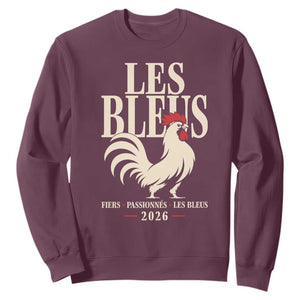 Les Bleus France Soccer Retro Rooster Graphic Sweatshirt Proud Passionate French Pride Vintage Football Fans Gear TS02 Maroon Print Your Wear