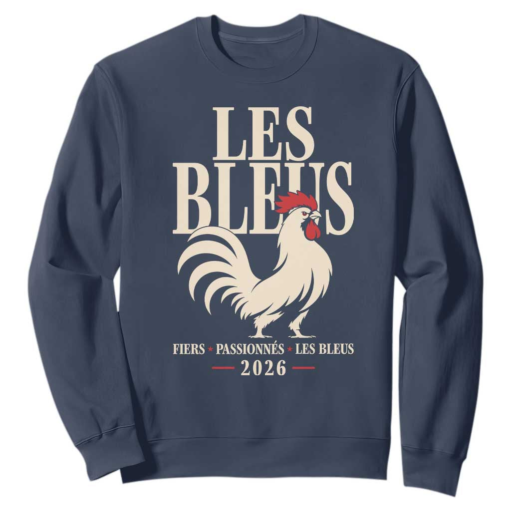 Les Bleus France Soccer Retro Rooster Graphic Sweatshirt Proud Passionate French Pride Vintage Football Fans Gear TS02 Navy Print Your Wear