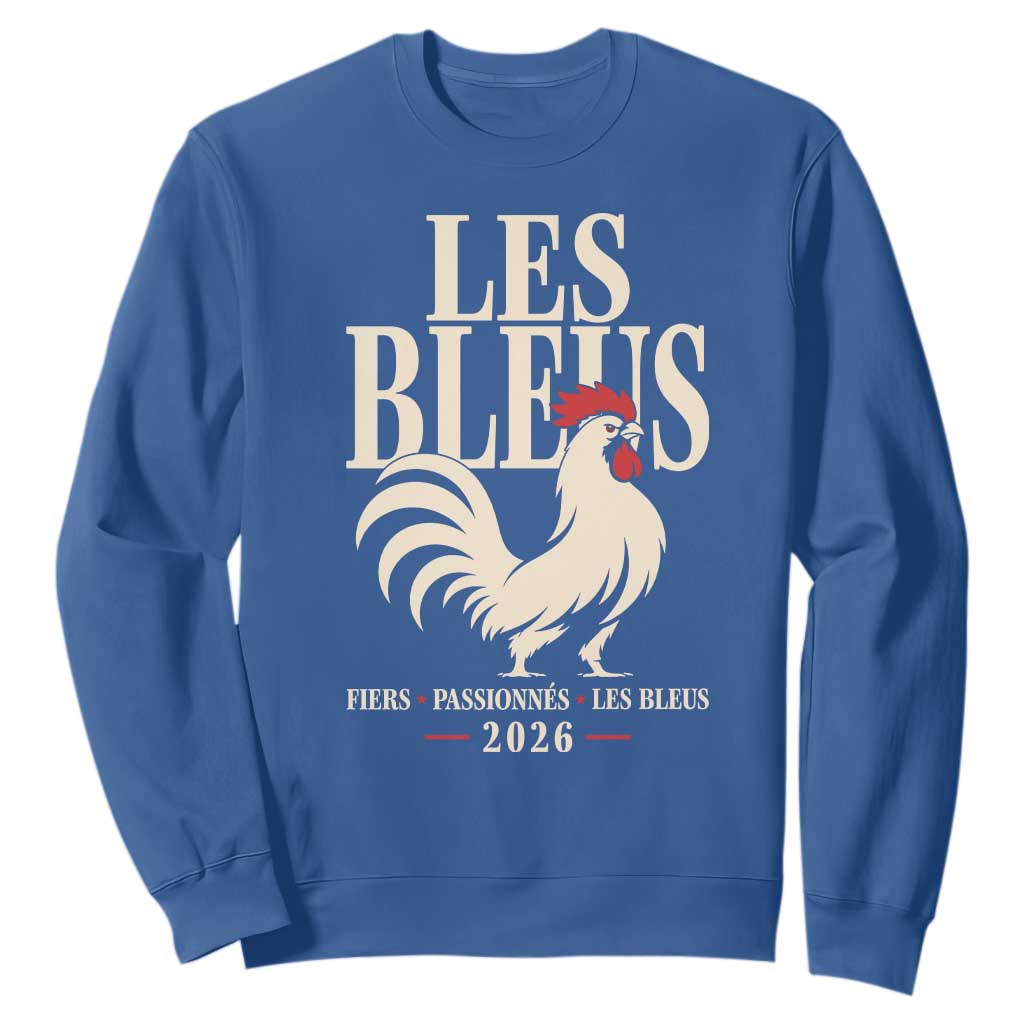 Les Bleus France Soccer Retro Rooster Graphic Sweatshirt Proud Passionate French Pride Vintage Football Fans Gear TS02 Royal Blue Print Your Wear