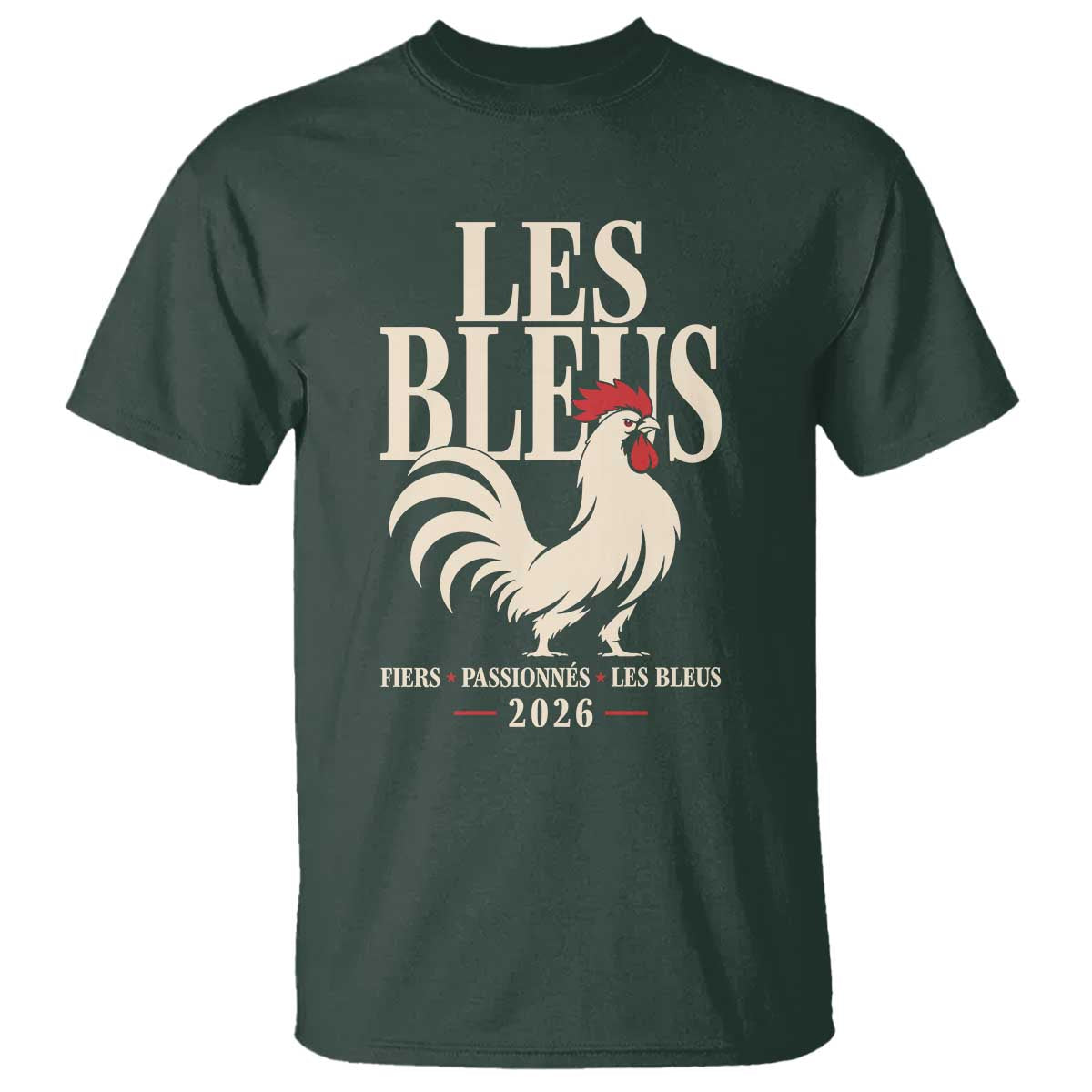 Les Bleus France Soccer Retro Rooster Graphic T Shirt Proud Passionate French Pride Vintage Football Fans Gear TS02 Dark Forest Green Print Your Wear