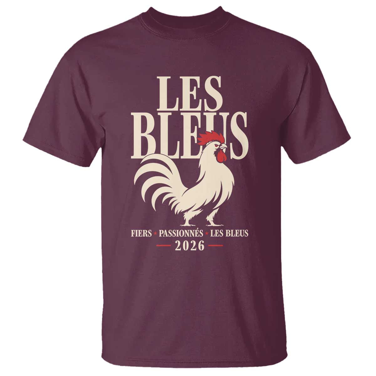 Les Bleus France Soccer Retro Rooster Graphic T Shirt Proud Passionate French Pride Vintage Football Fans Gear TS02 Maroon Print Your Wear