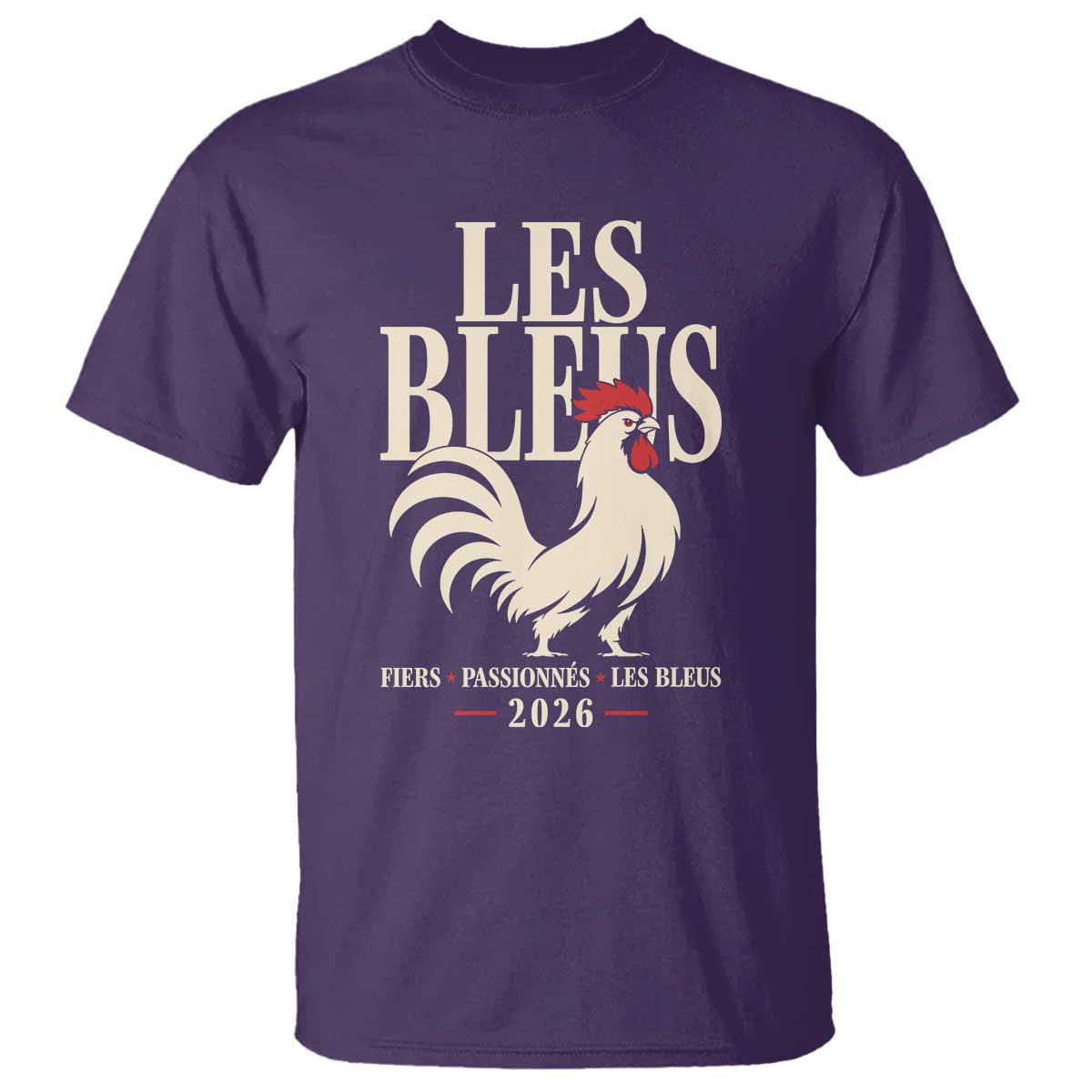 Les Bleus France Soccer Retro Rooster Graphic T Shirt Proud Passionate French Pride Vintage Football Fans Gear TS02 Purple Print Your Wear