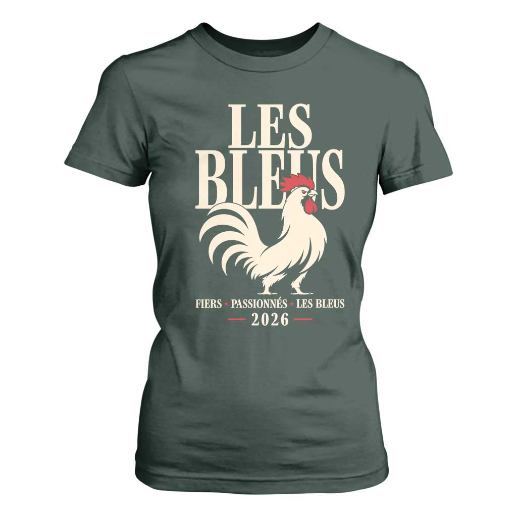 Les Bleus France Soccer Retro Rooster Graphic T Shirt For Women Proud Passionate French Pride Vintage Football Fans Gear TS02 Dark Forest Green Print Your Wear