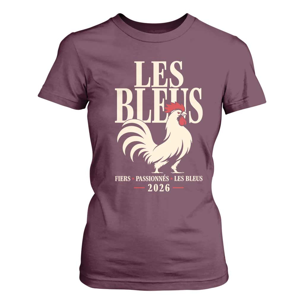 Les Bleus France Soccer Retro Rooster Graphic T Shirt For Women Proud Passionate French Pride Vintage Football Fans Gear TS02 Maroon Print Your Wear