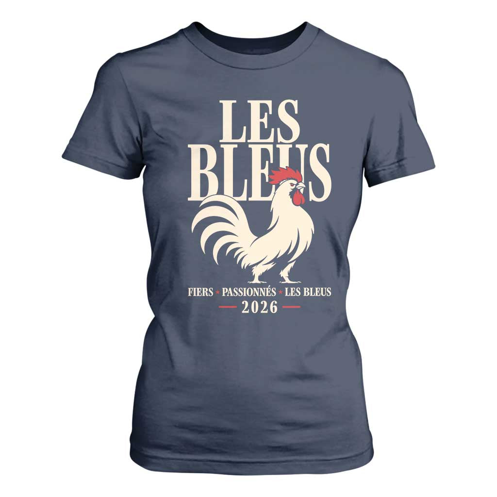 Les Bleus France Soccer Retro Rooster Graphic T Shirt For Women Proud Passionate French Pride Vintage Football Fans Gear TS02 Navy Print Your Wear