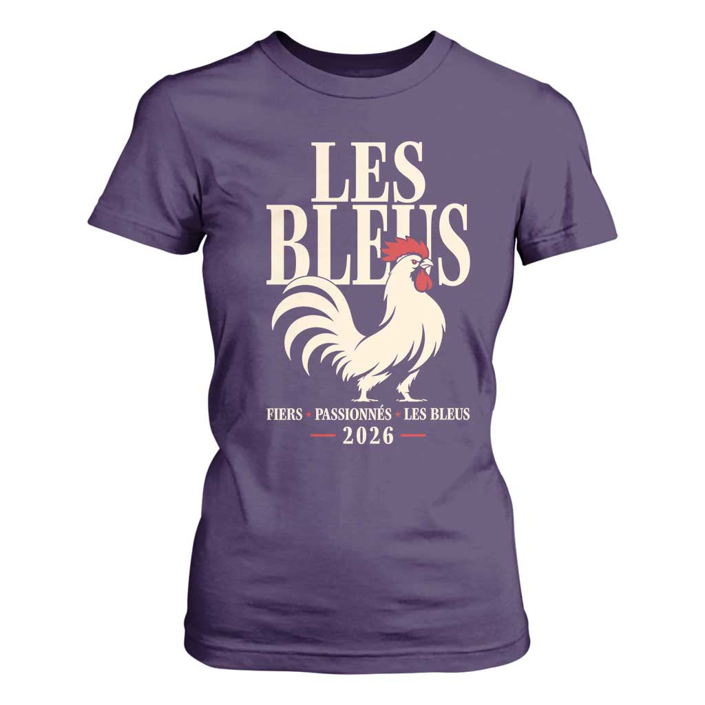 Les Bleus France Soccer Retro Rooster Graphic T Shirt For Women Proud Passionate French Pride Vintage Football Fans Gear TS02 Purple Print Your Wear