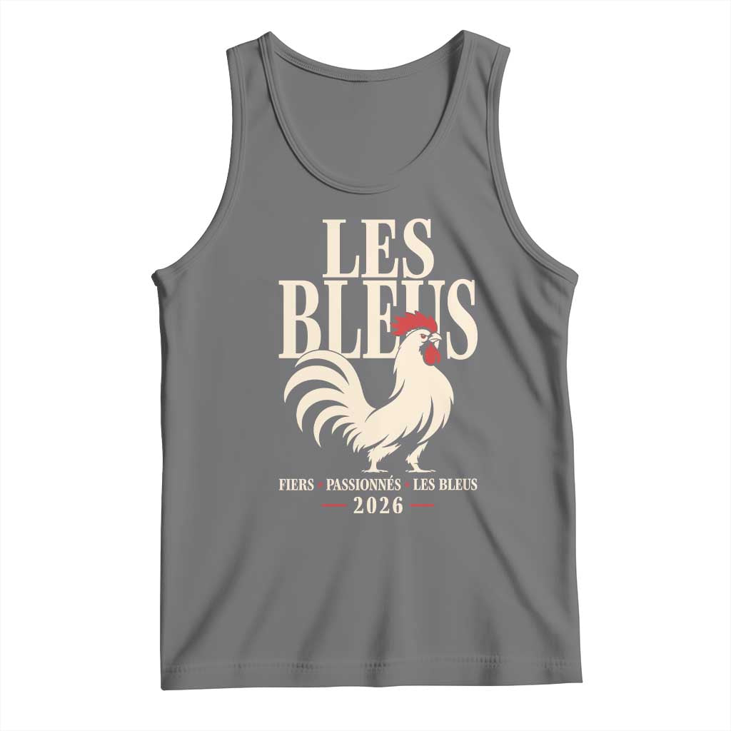 Les Bleus France Soccer Retro Rooster Graphic Tank Top Proud Passionate French Pride Vintage Football Fans Gear TS02 Black Heather Print Your Wear