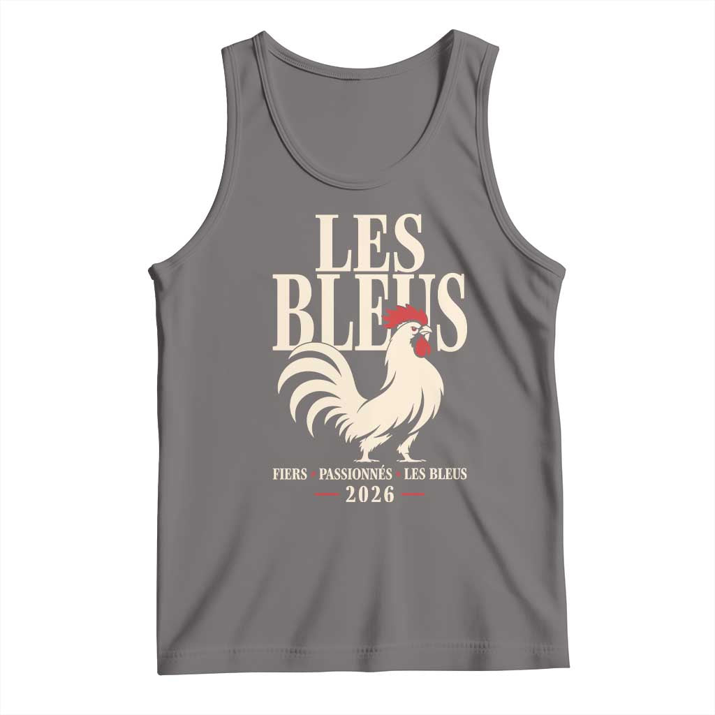 Les Bleus France Soccer Retro Rooster Graphic Tank Top Proud Passionate French Pride Vintage Football Fans Gear TS02 Deep Heather Print Your Wear