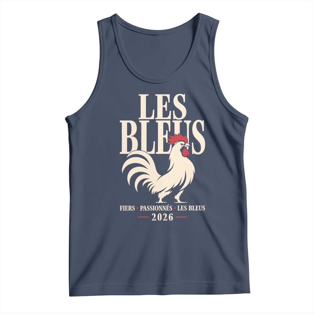 Les Bleus France Soccer Retro Rooster Graphic Tank Top Proud Passionate French Pride Vintage Football Fans Gear TS02 Navy Print Your Wear