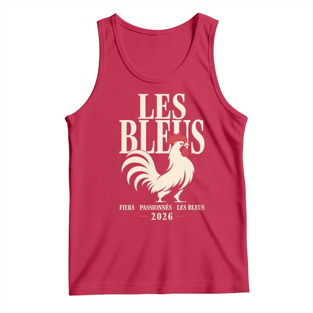 Les Bleus France Soccer Retro Rooster Graphic Tank Top Proud Passionate French Pride Vintage Football Fans Gear TS02 Red Print Your Wear