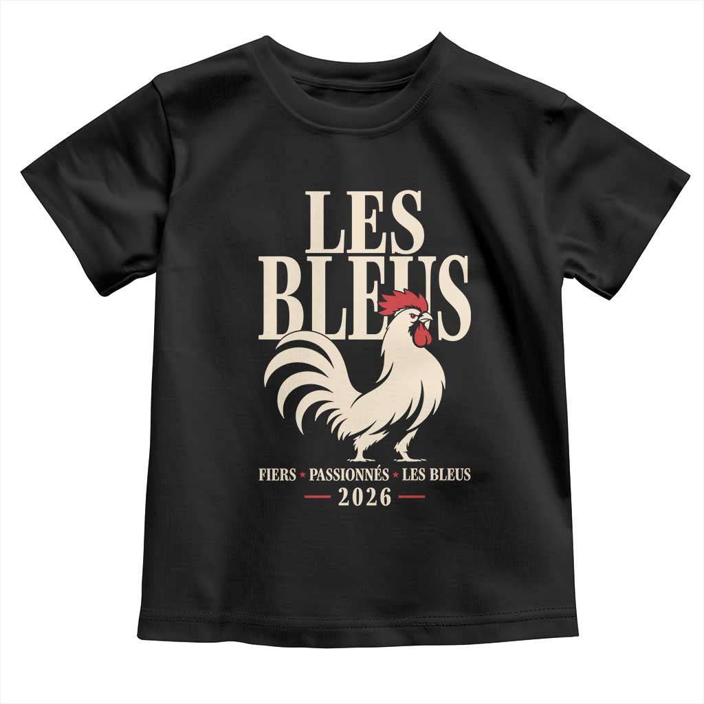 Les Bleus France Soccer Retro Rooster Graphic Toddler T Shirt Proud Passionate French Pride Vintage Football Fans Gear TS02 Black Print Your Wear