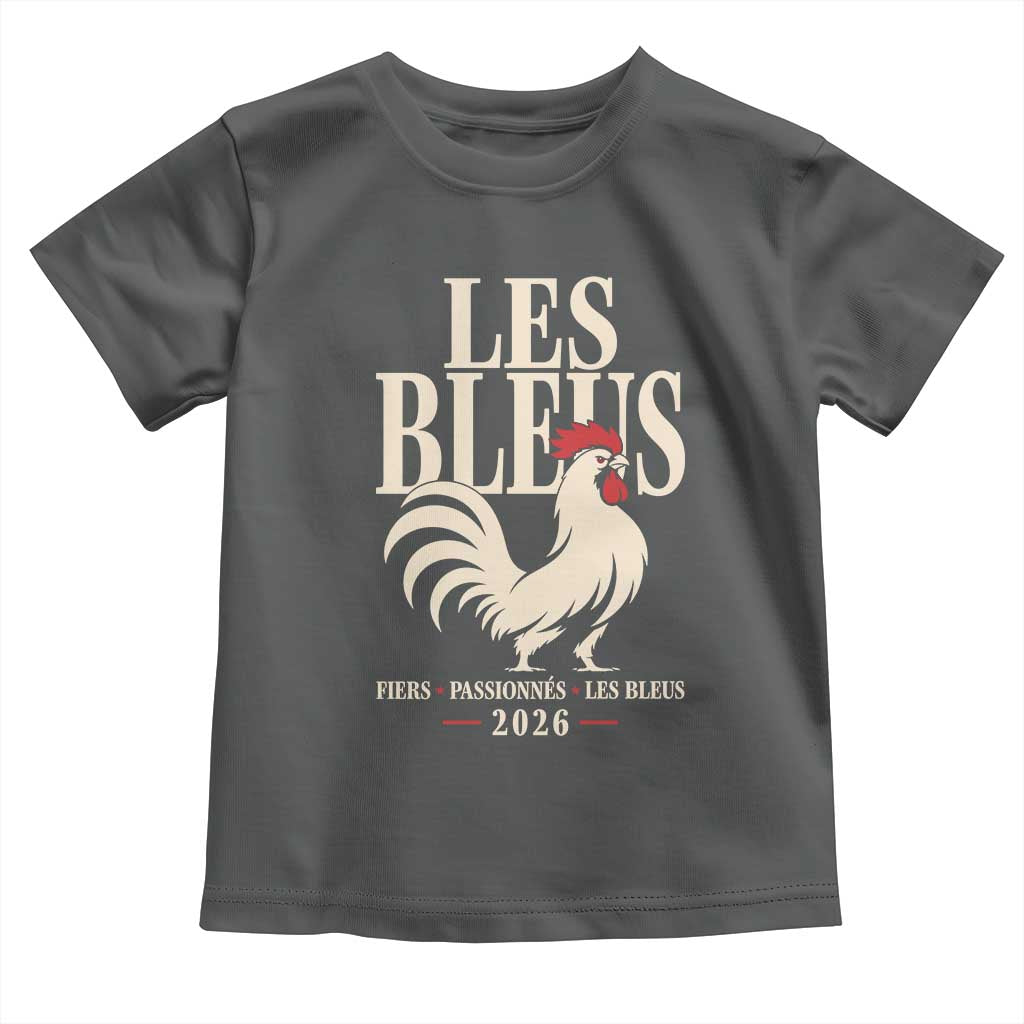 Les Bleus France Soccer Retro Rooster Graphic Toddler T Shirt Proud Passionate French Pride Vintage Football Fans Gear TS02 Dark Heather Print Your Wear