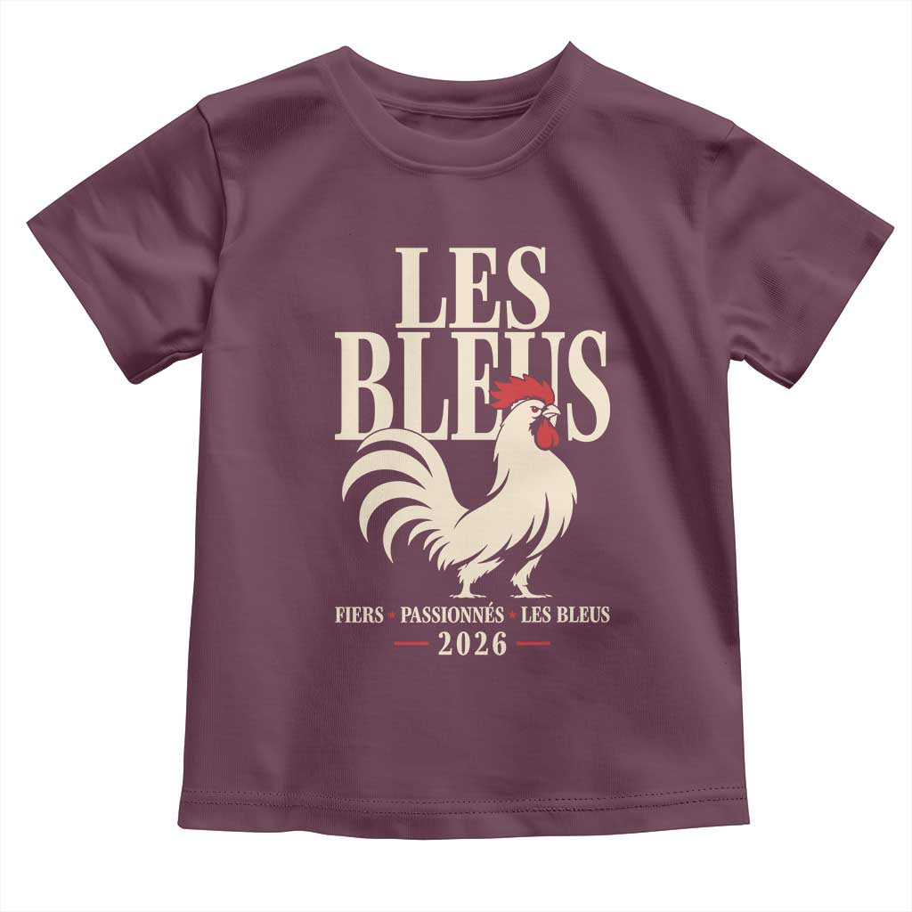 Les Bleus France Soccer Retro Rooster Graphic Toddler T Shirt Proud Passionate French Pride Vintage Football Fans Gear TS02 Maroon Print Your Wear