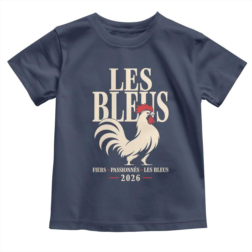 Les Bleus France Soccer Retro Rooster Graphic Toddler T Shirt Proud Passionate French Pride Vintage Football Fans Gear TS02 Navy Print Your Wear