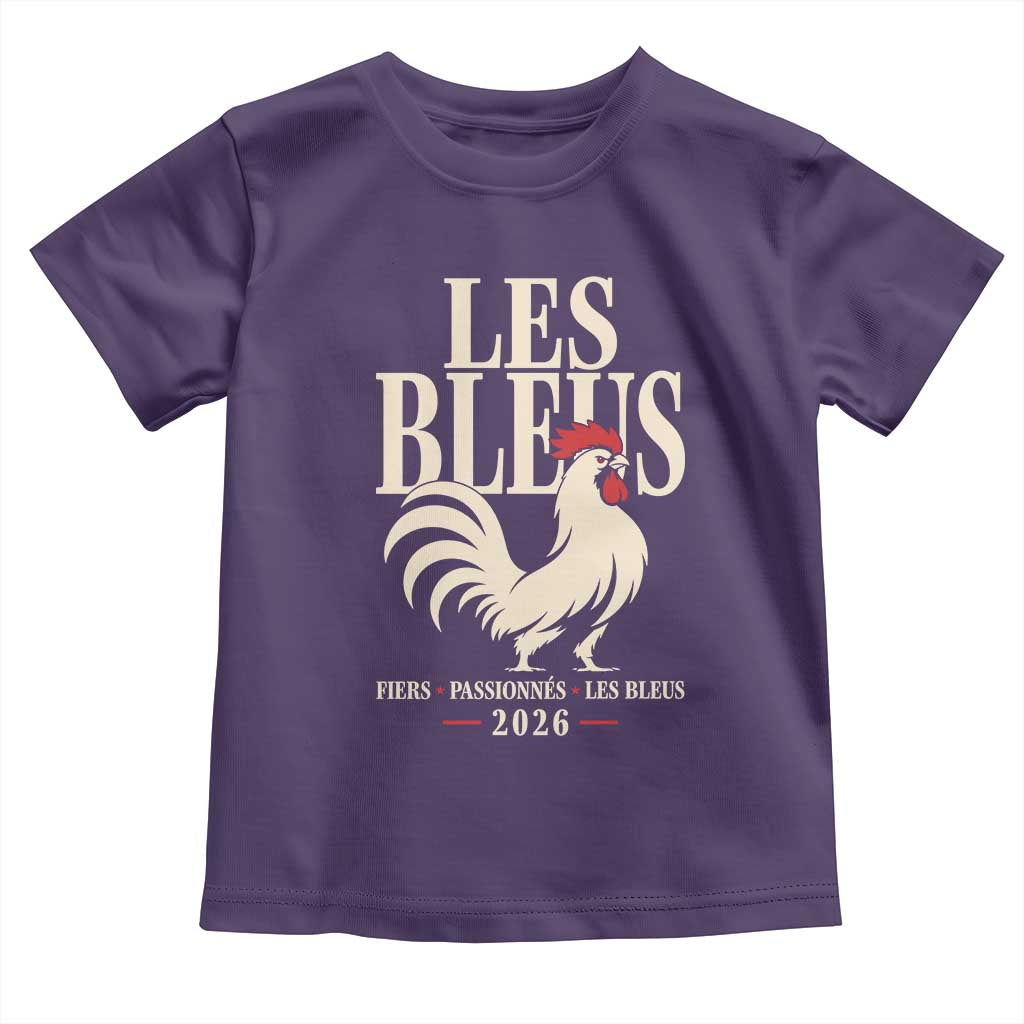 Les Bleus France Soccer Retro Rooster Graphic Toddler T Shirt Proud Passionate French Pride Vintage Football Fans Gear TS02 Purple Print Your Wear