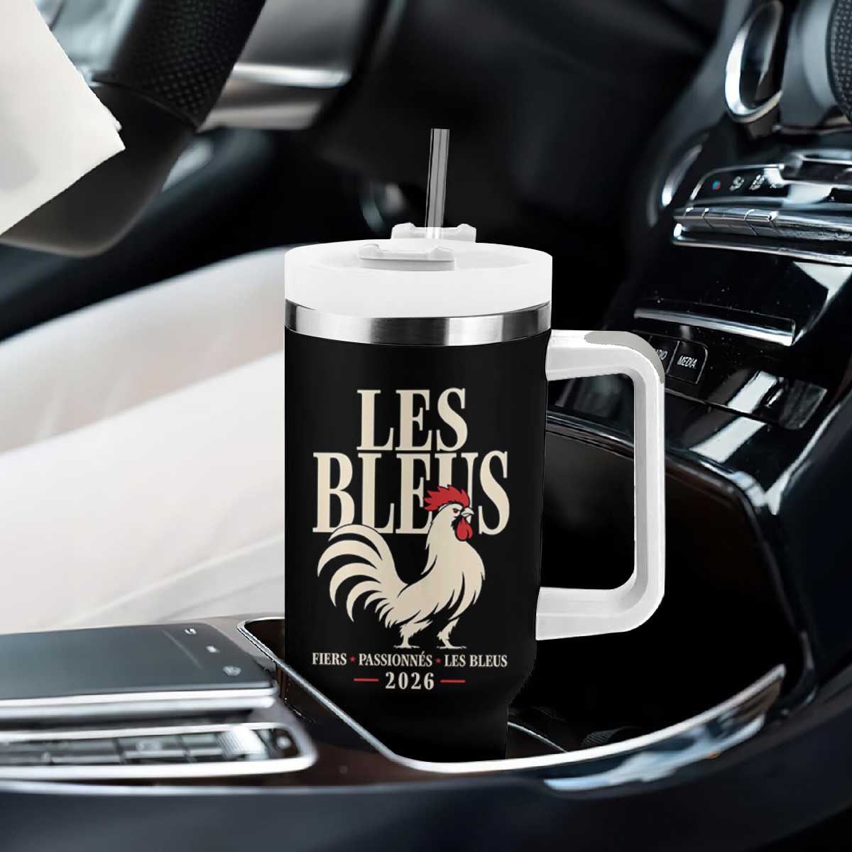 Les Bleus France Soccer Retro Rooster Graphic Tumbler With Handle Proud Passionate French Pride Vintage Football Fans Gear TS02 Print Your Wear