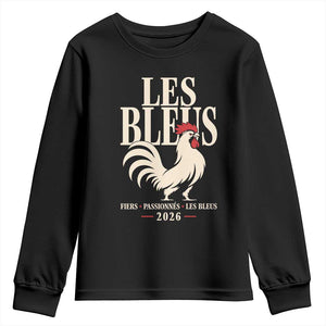 Les Bleus France Soccer Retro Rooster Graphic Youth Sweatshirt Proud Passionate French Pride Vintage Football Fans Gear TS02 Black Print Your Wear