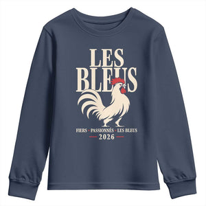 Les Bleus France Soccer Retro Rooster Graphic Youth Sweatshirt Proud Passionate French Pride Vintage Football Fans Gear TS02 Navy Print Your Wear