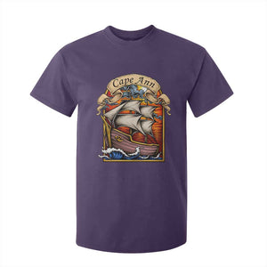 Cape Ann Vintage Nautical Sailing Ship Graphic T Shirt For Kid Retro Stained Glass Window Style Ocean Sunset Tall Ship