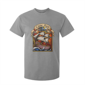 Cape Ann Vintage Nautical Sailing Ship Graphic T Shirt For Kid Retro Stained Glass Window Style Ocean Sunset Tall Ship