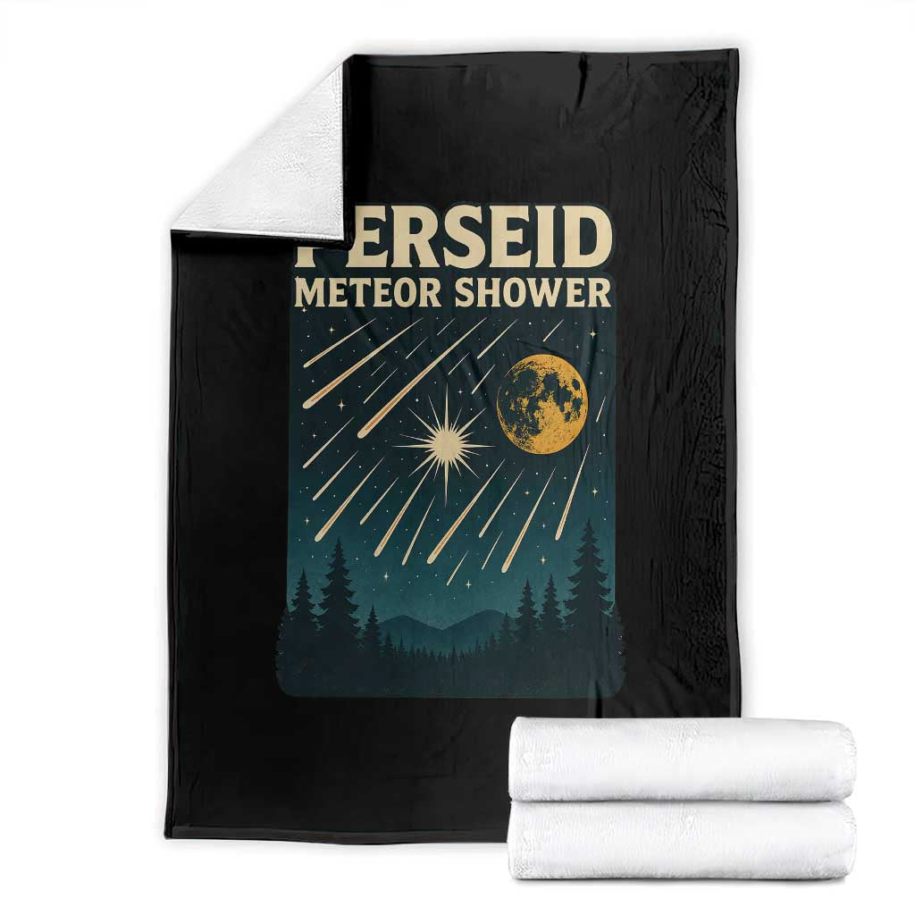 Vintage Perseid Meteor Shower Observer Throw Blanket Retro Celestial Stargazing Graphic TS02 Black Print Your Wear