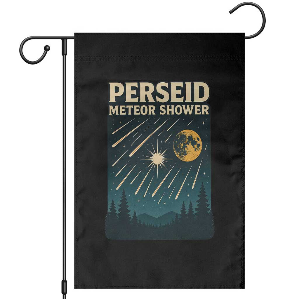 Vintage Perseid Meteor Shower Observer Garden Flag Retro Celestial Stargazing Graphic TS02 Black Print Your Wear