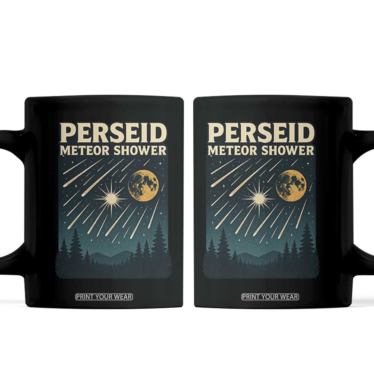 Vintage Perseid Meteor Shower Observer Coffee Mug Retro Celestial Stargazing Graphic TS02 Black Print Your Wear