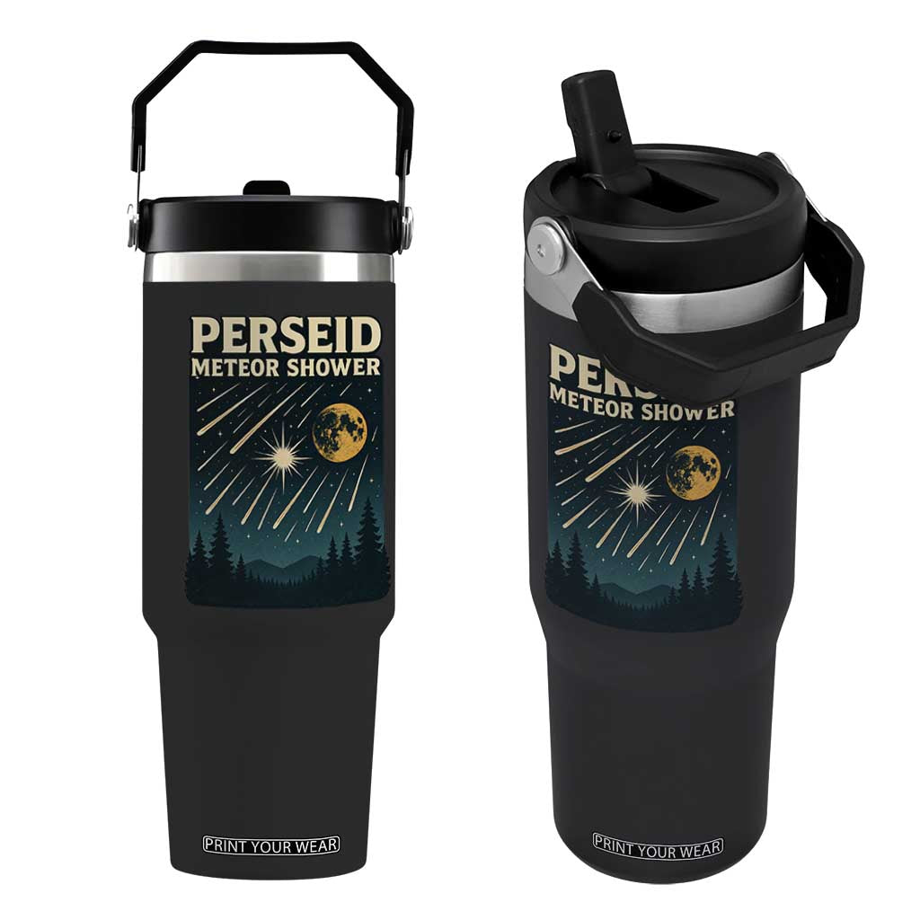 Vintage Perseid Meteor Shower Observer Flip Straw Tumbler Retro Celestial Stargazing Graphic TS02 One Size: 30 oz Black Print Your Wear