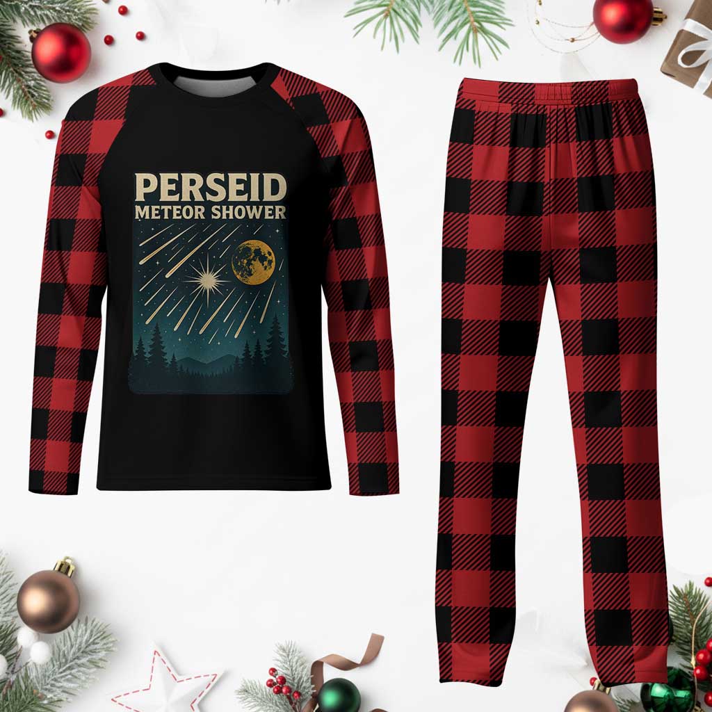 Vintage Perseid Meteor Shower Observer Plaid Pajama Set Retro Celestial Stargazing Graphic TS02 Buffalo Plaid Print Your Wear