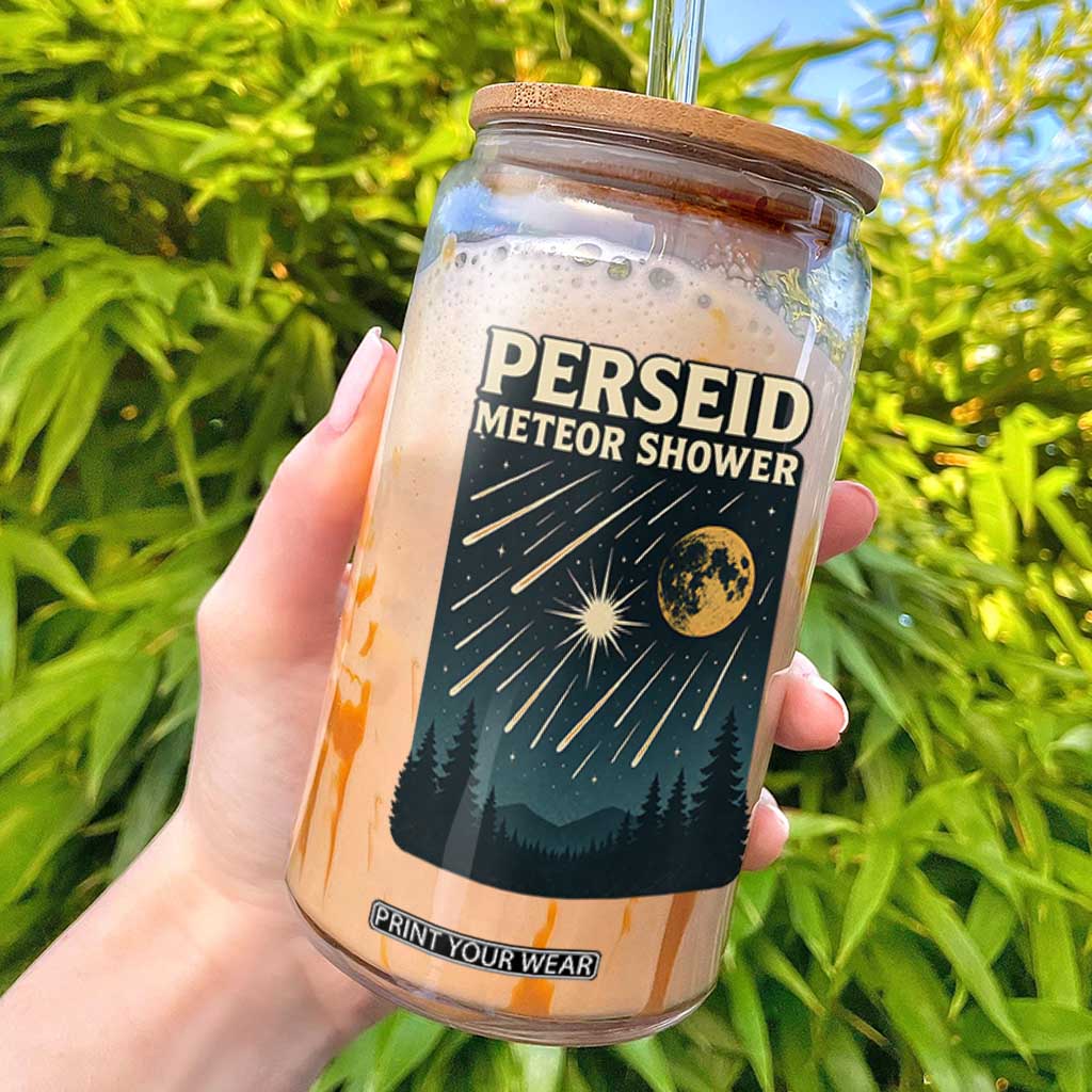 Vintage Perseid Meteor Shower Observer Glass Can Retro Celestial Stargazing Graphic TS02 Black Print Your Wear