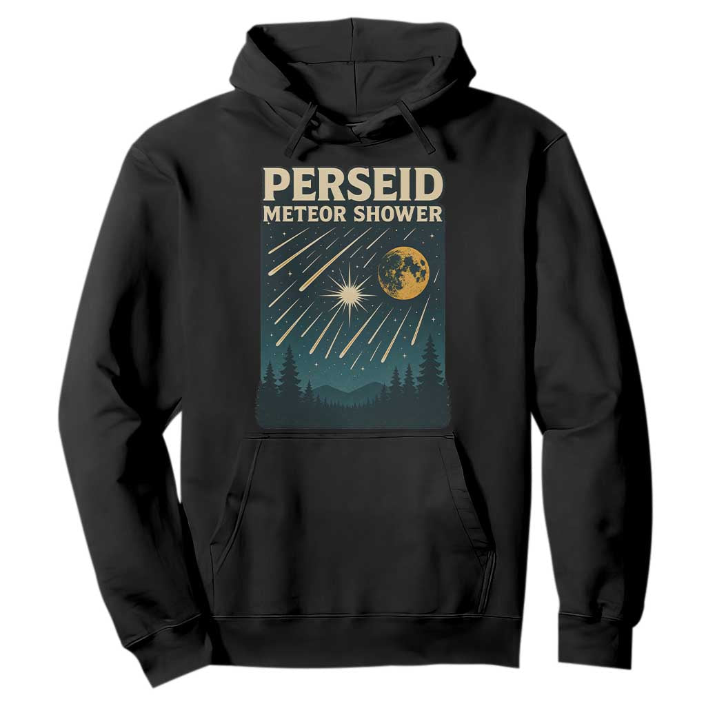 Vintage Perseid Meteor Shower Observer Hoodie Retro Celestial Stargazing Graphic TS02 Black Print Your Wear