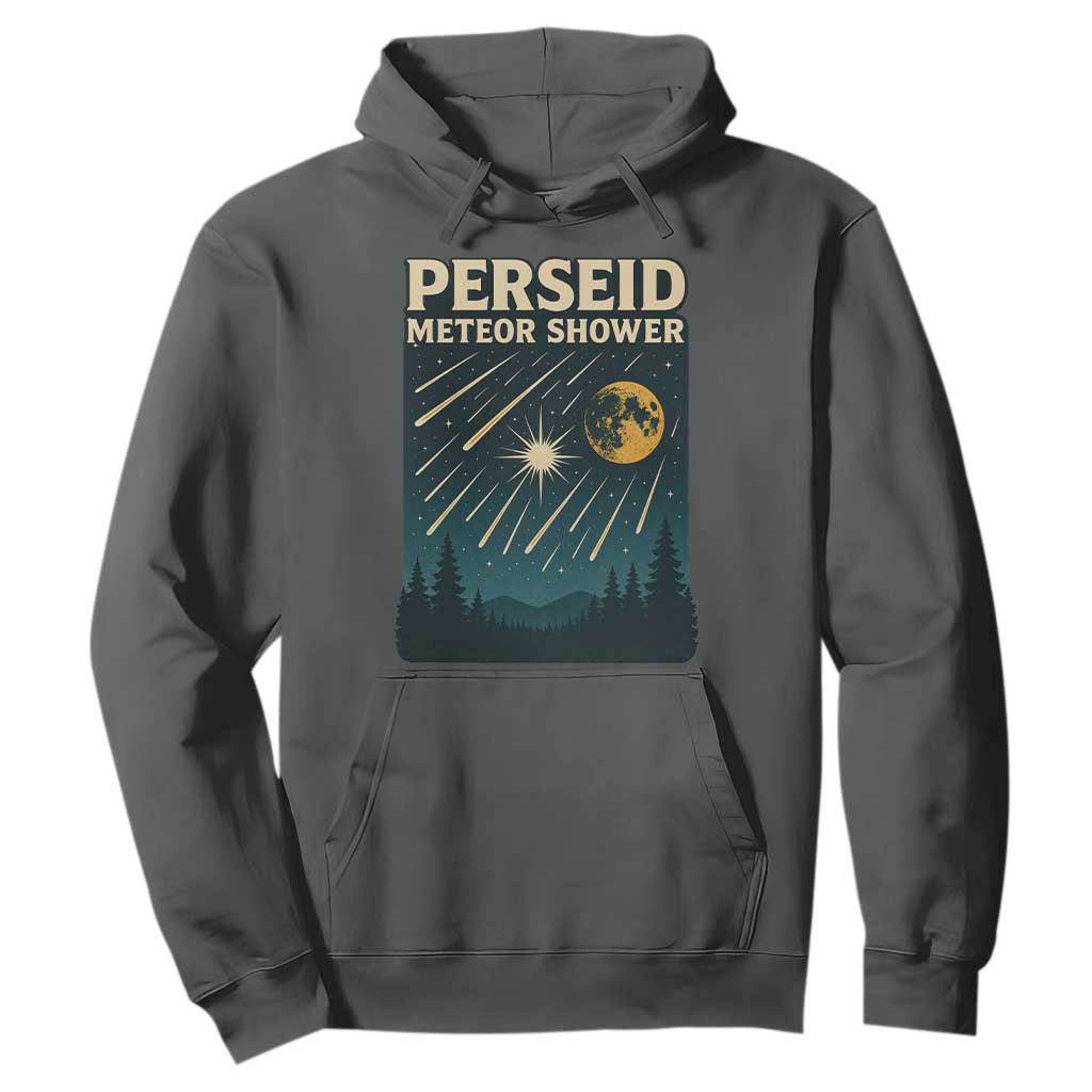 Vintage Perseid Meteor Shower Observer Hoodie Retro Celestial Stargazing Graphic TS02 Dark Heather Print Your Wear