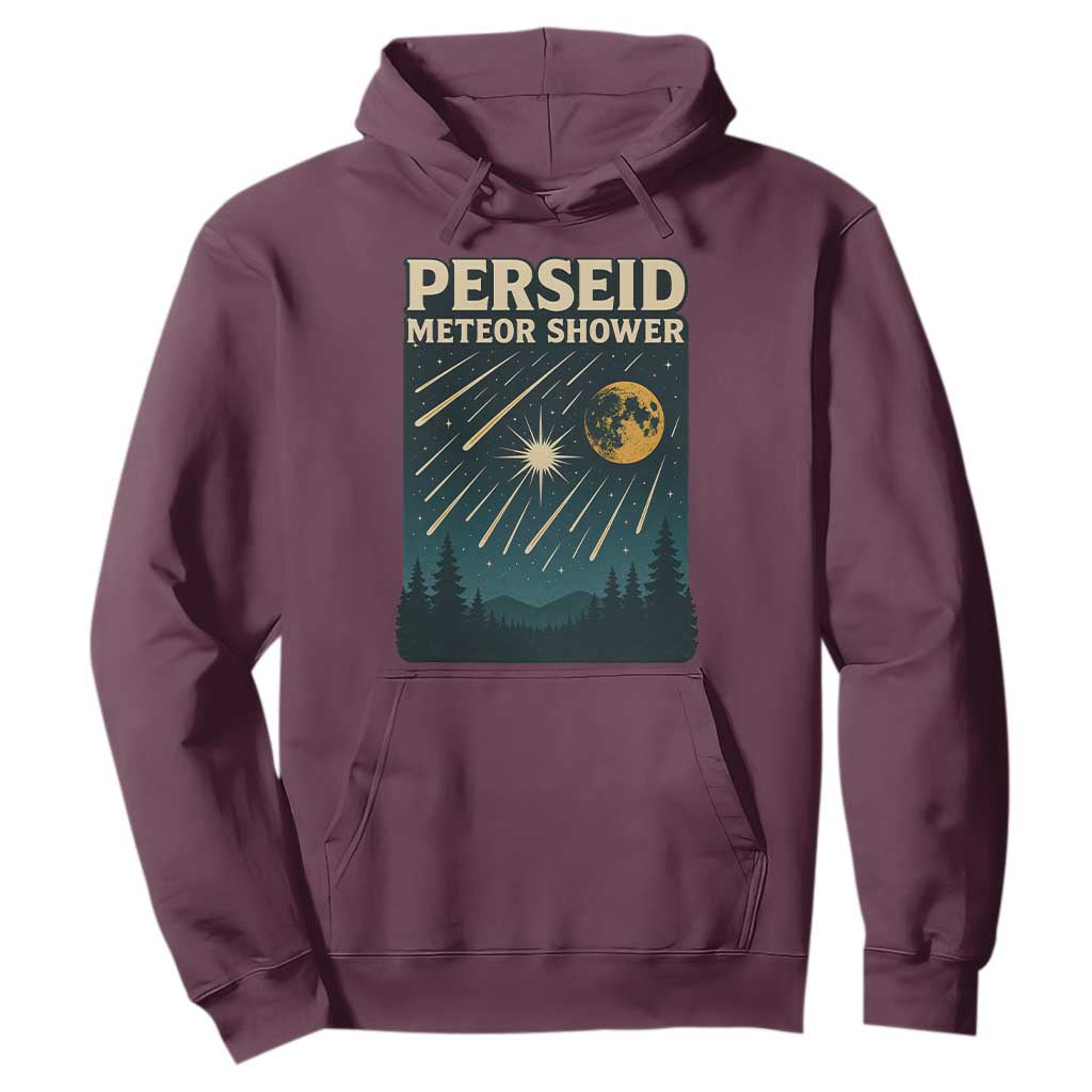 Vintage Perseid Meteor Shower Observer Hoodie Retro Celestial Stargazing Graphic TS02 Maroon Print Your Wear