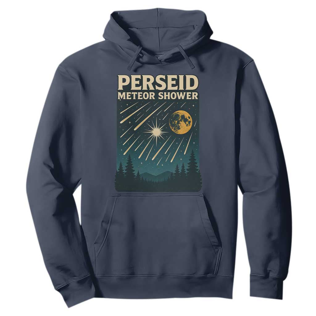 Vintage Perseid Meteor Shower Observer Hoodie Retro Celestial Stargazing Graphic TS02 Navy Print Your Wear