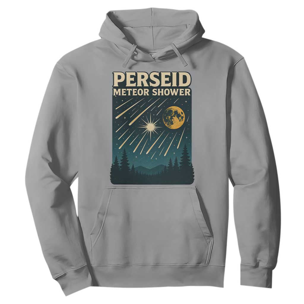 Vintage Perseid Meteor Shower Observer Hoodie Retro Celestial Stargazing Graphic TS02 Sport Gray Print Your Wear