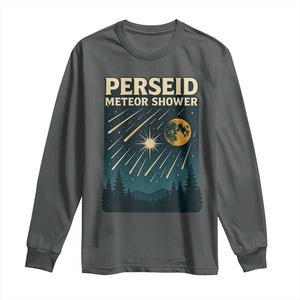 Vintage Perseid Meteor Shower Observer Long Sleeve Shirt Retro Celestial Stargazing Graphic TS02 Dark Heather Print Your Wear