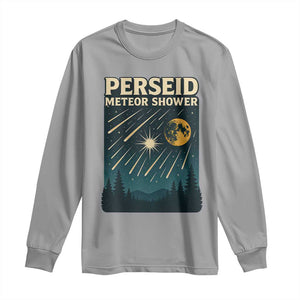 Vintage Perseid Meteor Shower Observer Long Sleeve Shirt Retro Celestial Stargazing Graphic TS02 Sport Gray Print Your Wear