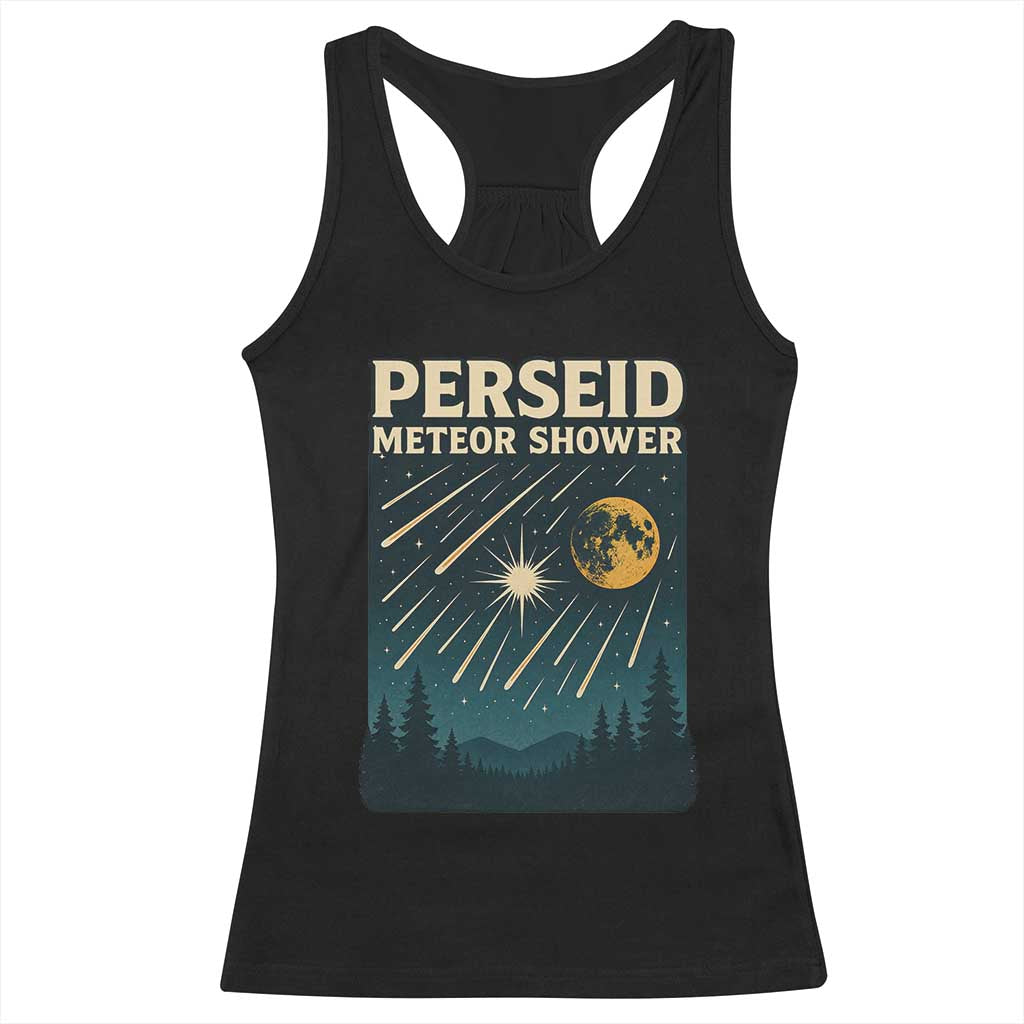 Vintage Perseid Meteor Shower Observer Racerback Tank Top Retro Celestial Stargazing Graphic TS02 Black Print Your Wear