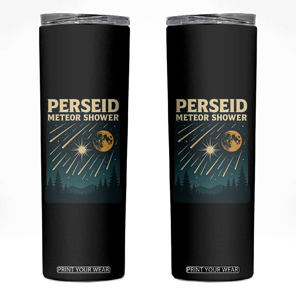 Vintage Perseid Meteor Shower Observer Skinny Tumbler Retro Celestial Stargazing Graphic TS02 Black Print Your Wear