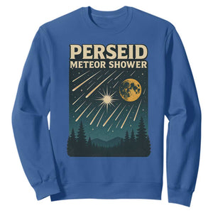 Vintage Perseid Meteor Shower Observer Sweatshirt Retro Celestial Stargazing Graphic TS02 Royal Blue Print Your Wear
