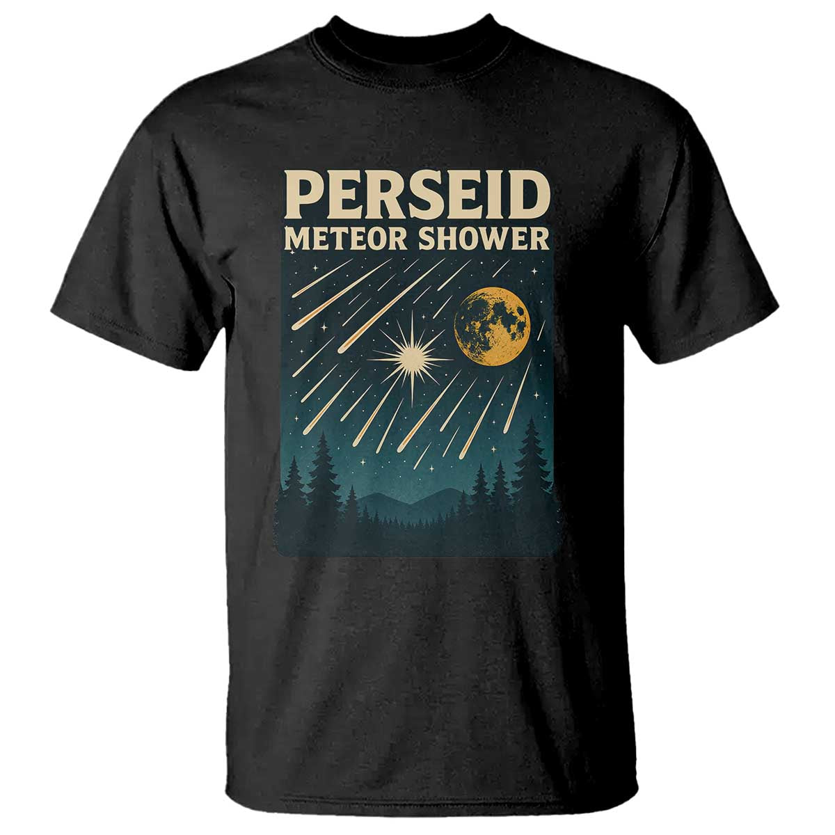 Vintage Perseid Meteor Shower Observer T Shirt Retro Celestial Stargazing Graphic TS02 Black Print Your Wear