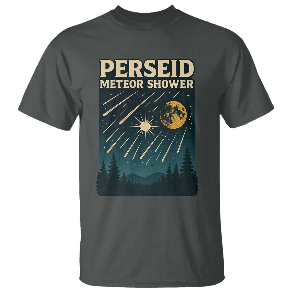 Vintage Perseid Meteor Shower Observer T Shirt Retro Celestial Stargazing Graphic TS02 Dark Heather Print Your Wear