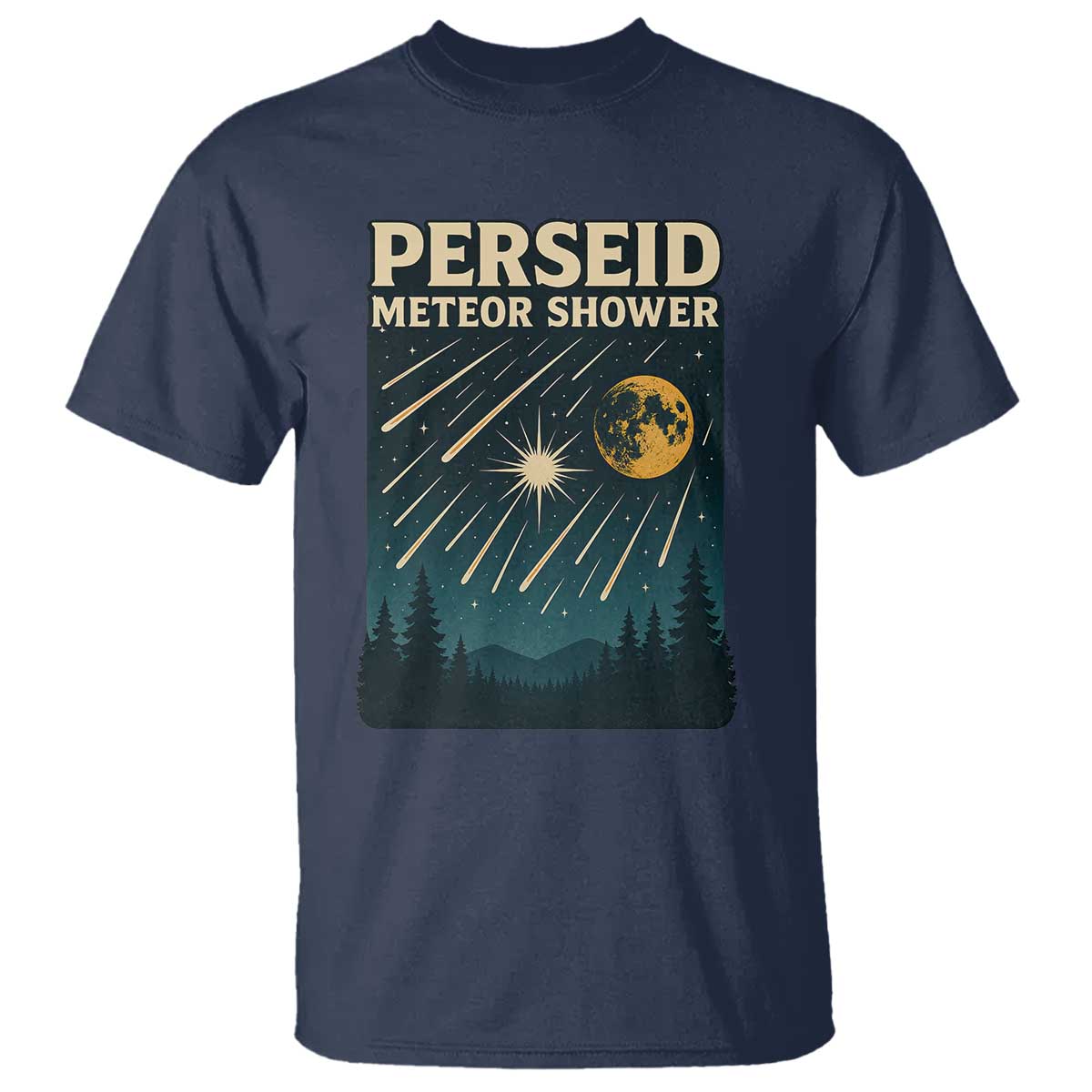 Vintage Perseid Meteor Shower Observer T Shirt Retro Celestial Stargazing Graphic TS02 Navy Print Your Wear