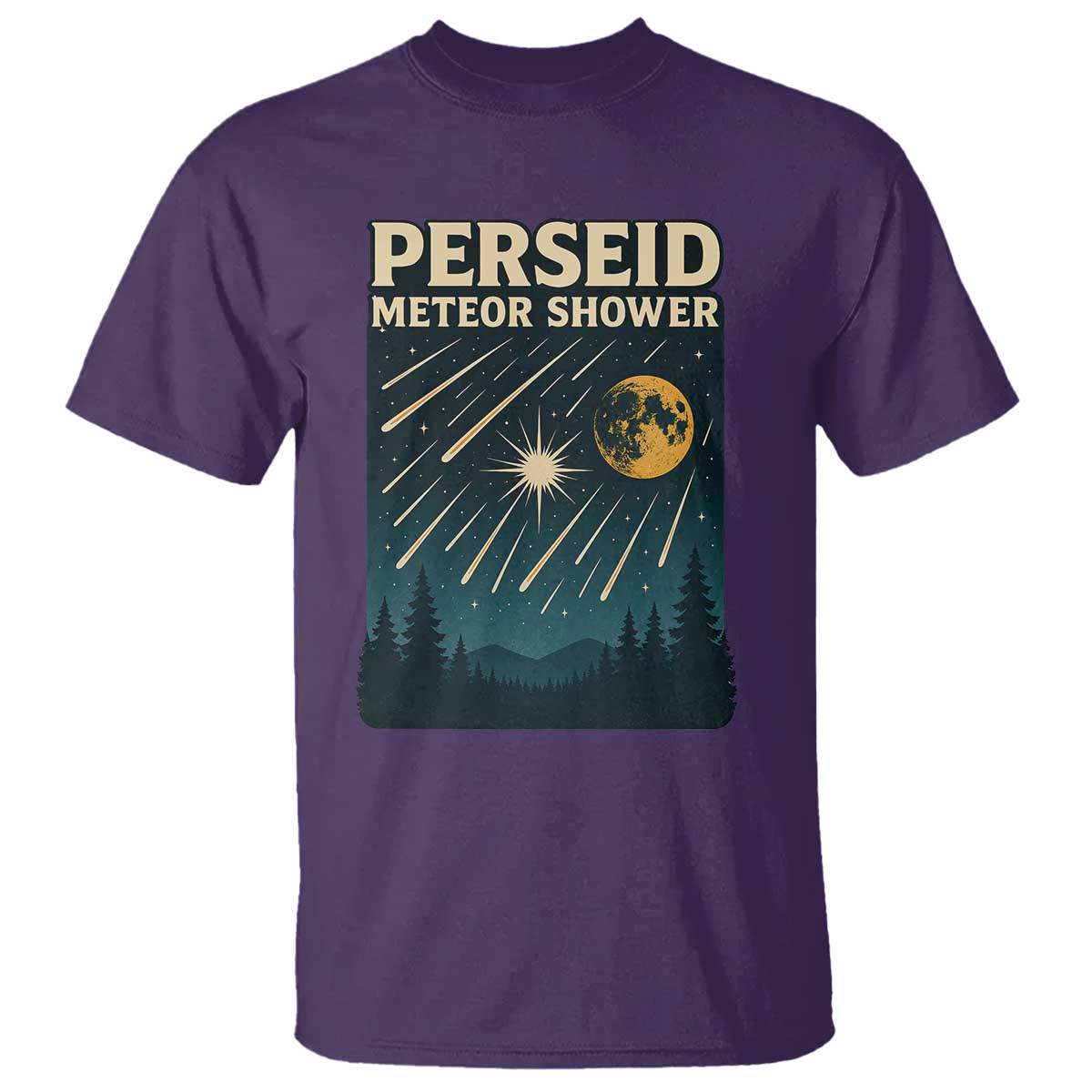 Vintage Perseid Meteor Shower Observer T Shirt Retro Celestial Stargazing Graphic TS02 Purple Print Your Wear