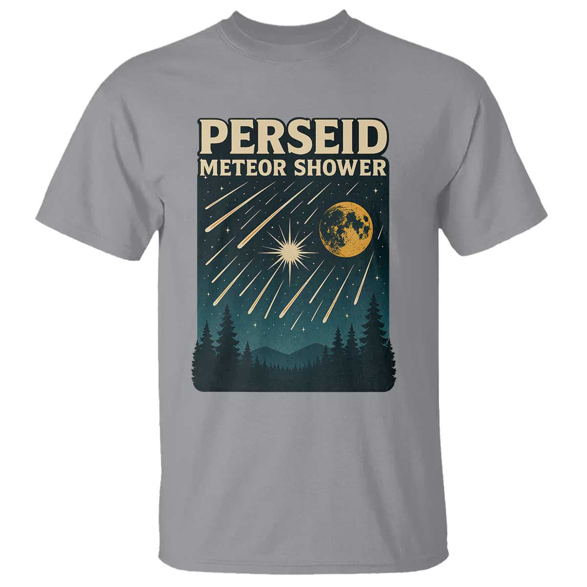 Vintage Perseid Meteor Shower Observer T Shirt Retro Celestial Stargazing Graphic TS02 Sport Gray Print Your Wear